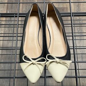 Gomax Black and Cream Bow Flats